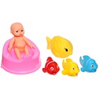 Набор резиновых игрушек для ванны «Пупсик с цветными рыбками», 6 шт, Крошка Я - фото 321244027