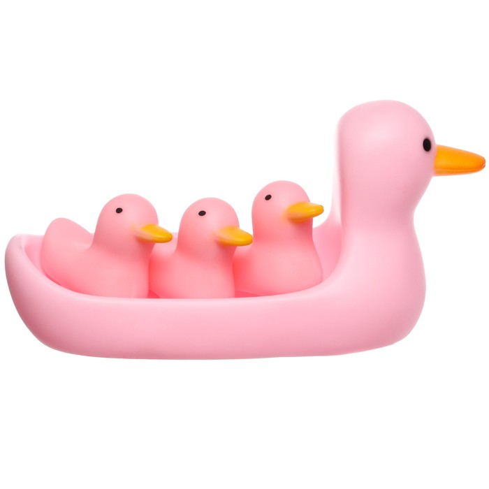 Набор резиновых игрушек для ванны «Мыльница: розовые уточки», 4 предмета, Крошка Я