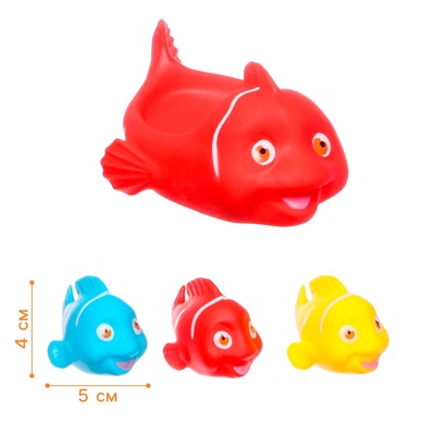 Резиновые игрушки для ванны Крошка Я «Мыльница: Рыбки», с пищалкой, в наборе 4 шт.