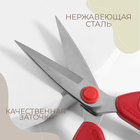 Ножницы для работы с кожей Premium, скошенное лезвие, 8", 20 см, цвет красный - фото 9525622