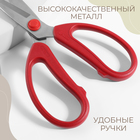 Ножницы для работы с кожей Premium, скошенное лезвие, 8", 20 см, цвет красный - фото 9525623