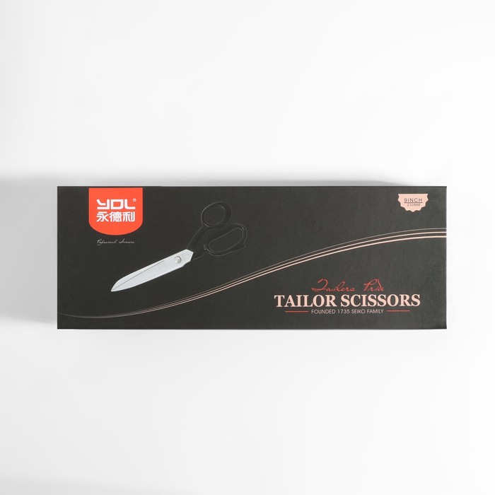 Ножницы закройные Premium, скошенное лезвие, прорезиненные ручки, 9", 23 см, цвет чёрный