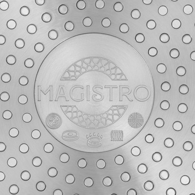 Набор сковородок Magistro Rock Stone, 3 предмета: d=22/26 см, кухонные щипцы, антипригарное покрытие, индукция, чёрный