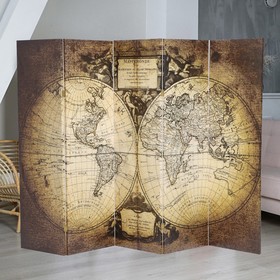Ширма "Старинная карта мира", 250 х 160 см