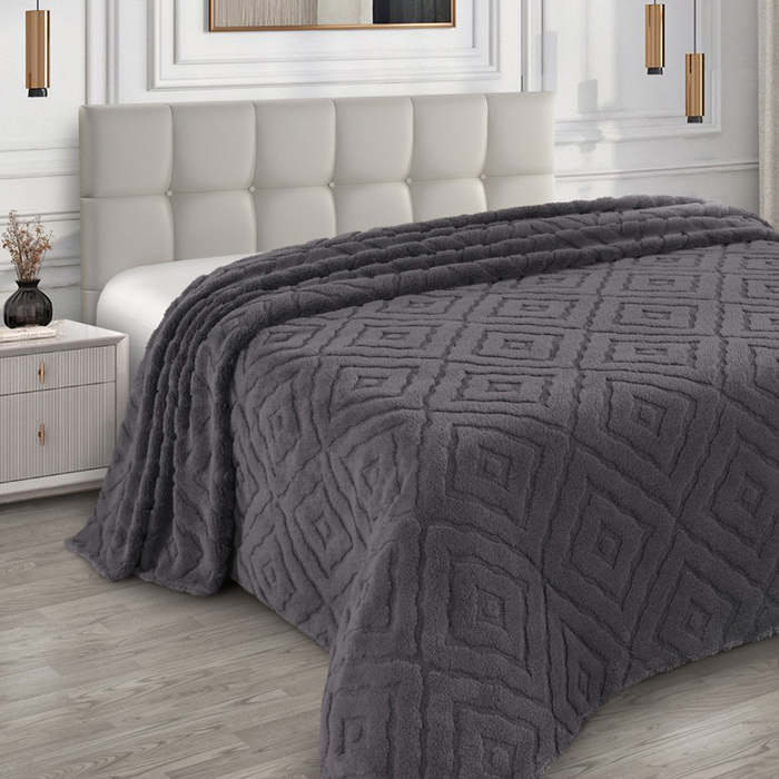 Плед Ника 200х205см, велсофт 250г/м, пэ100% - Фото 1