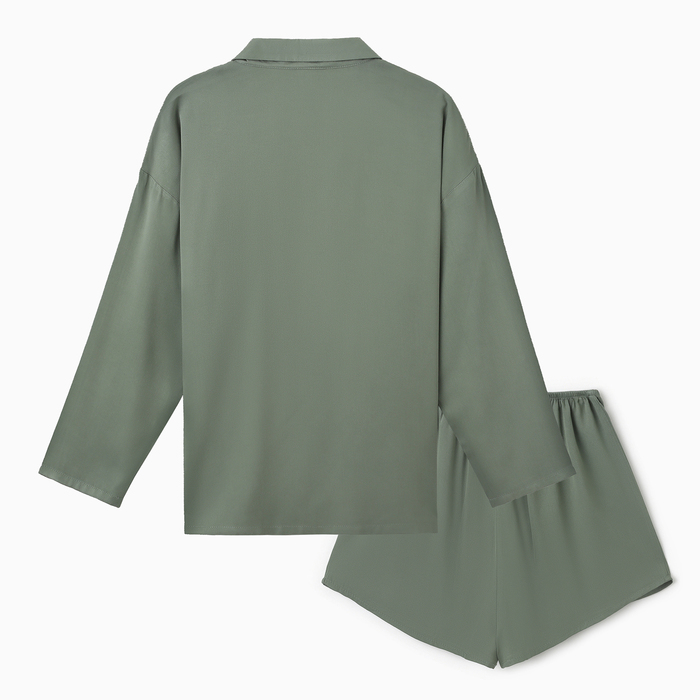Костюм женский (рубашка, шорты) MINAKU: Home collection цвет оливковый, р-р 40