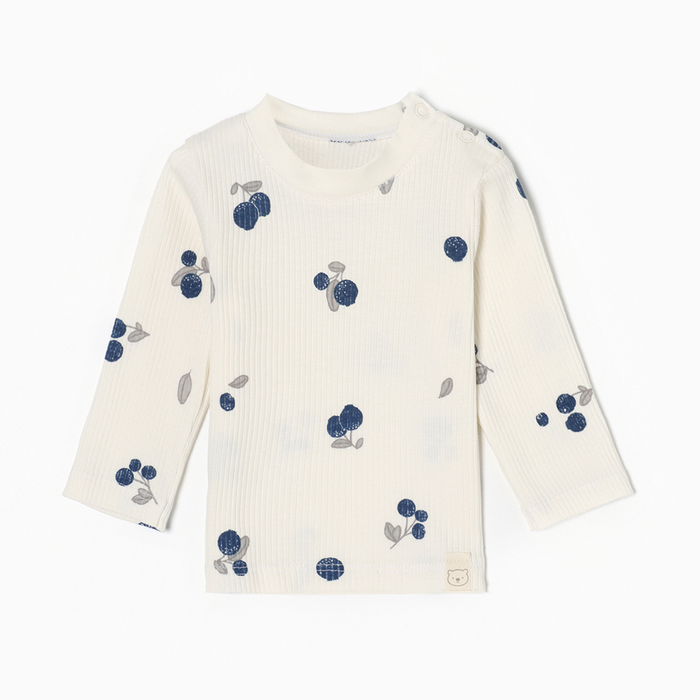 Футболка с длинным рукавом Крошка Я Blueberry, рост 62-68 см, молочная - Фото 1