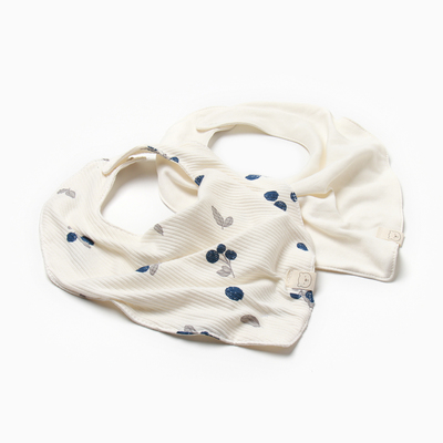 Слюнявчики на кнопках «Крошка Я» Blueberry, 2 шт., молочные