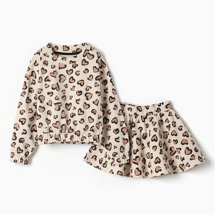 Костюм детский (свитшот и юбка) KAFTAN Leo love, размер 34 (122-128 см)