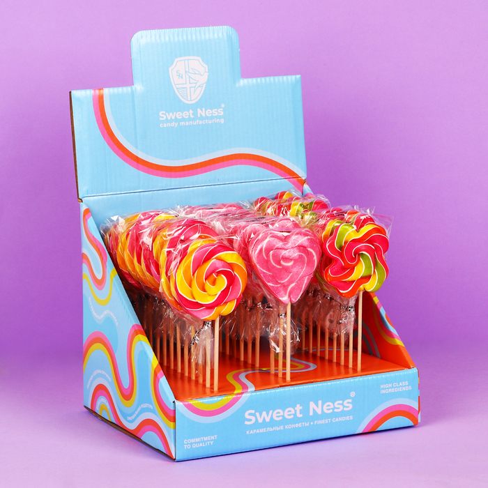 Карамель леденцовая фигурная Sweet Ness МИКС в формах: диска, сердца и цветка, 30 г - Фото 1