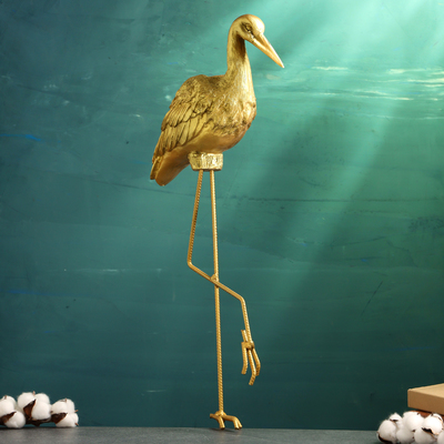 Фигура полистоун «Аист», под золото, 70×31×12 см