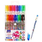 Набор ручек гелевых 24 цветов (12 с блестками + 6 флуоресцентных + 6 пастельных) Mazari "OCEAN", ароматизированные, пулевидный пишущий узел 0,9 мм, пластиковый цветной корпус
