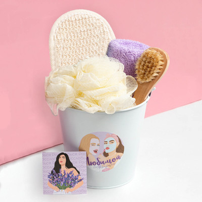 Набор подарочный «Этель. Любимой подружке», 6 предметов, полотенце, мочалка, щётка