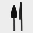 Набор кондитерских инструментов Доляна Black, 2 предмета: лопатка (длина лезвия 12,5 см), нож (длина лезвия 16,5 см), цвет чёрный - фото 3376814