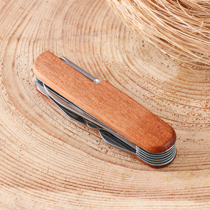 Нож швейцарский 11в1 с деревянной ручкой - фото 1927091988
