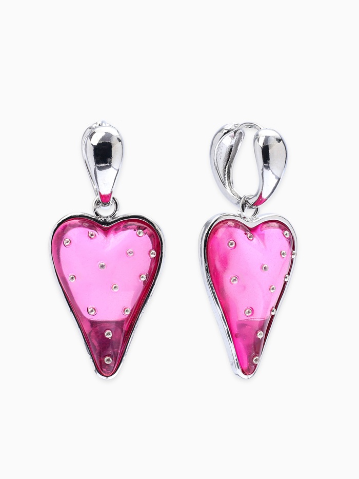 Серьги ассорти «Клубника-сердце», розовый в серебре - Фото 1