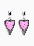 Серьги ассорти «Клубника-сердце», розовый в серебре  (артикул 10203632)  большой выбор товаров оптом и в розницу по низким ценам с доставкой