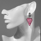 Серьги ассорти «Клубника-сердце», розовый в серебре - Фото 3