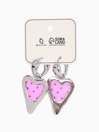 Серьги ассорти «Клубника-сердце», розовый в серебре - Фото 5