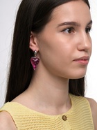 Серьги ассорти «Клубника-сердце», розовый в серебре - Фото 2