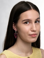 Серьги ассорти «Клубника-сердце», розовый в серебре - Фото 7