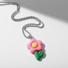 Кулон «Радость» цветок, цвет розово-зелёный в серебре, 40 см - Фото 2