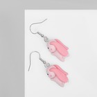 Серьги ассорти «Радость» зайцы, цвет розовый в серебре - Фото 2