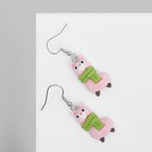 Серьги ассорти «Радость» ламы, цвет зелёно-розовый в серебре - Фото 2