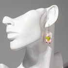 Серьги ассорти «Радость» ламы, цвет зелёно-розовый в серебре - Фото 3