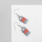 Серьги ассорти «Радость» барашки, цвет красно-серый в серебре - фото 9488751
