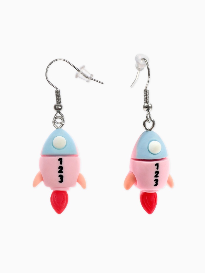 Серьги ассорти «Радость» ракеты, цветные в серебре - Фото 1