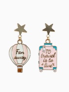 Серьги с эмалью «Путешествие» воздушный шар, цвет розовый в золоте - Фото 1