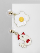 Серьги с эмалью «Что было раньше» курица и яйцо, цветные в золоте - фото 68136843