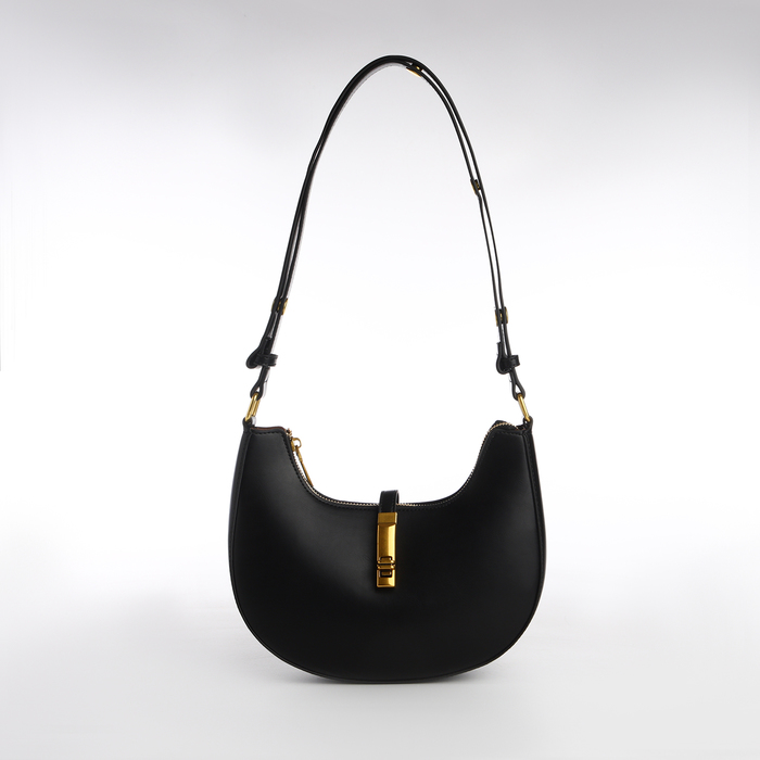 Сумка женская багет TEXTURA на молнии, 24×6×14 см, чёрная - Фото 1