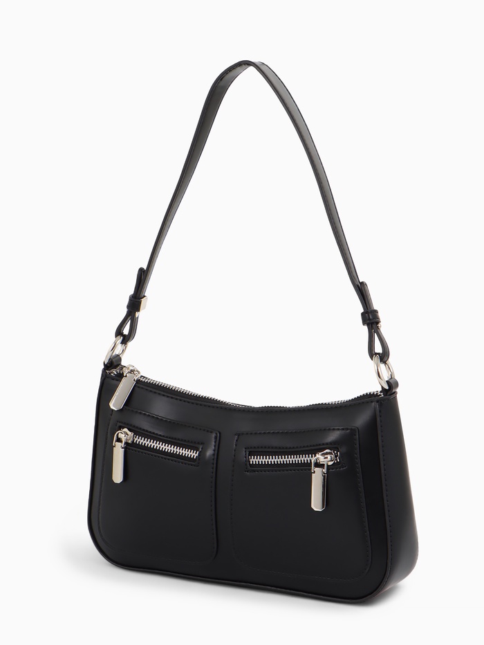 Сумка женская багет TEXTURA на молнии, 21×6×13 см, чёрная - Фото 1
