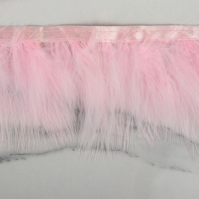 Тесьма с перьями марабу, 8-10 см, 5 ± 0,5 м, цвет розовый
