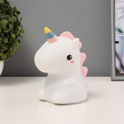 Фигурка светящаяся RISALUX «Единорог», LED-ночник, мякиш, USB, АКБ, белый, 9.5×13×14.5 см