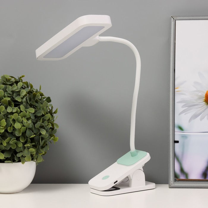 Настольная лампа «Лайти» LED 4 Вт USB АКБ бело-зеленый 12.5×19×32.5 см - Фото 1
