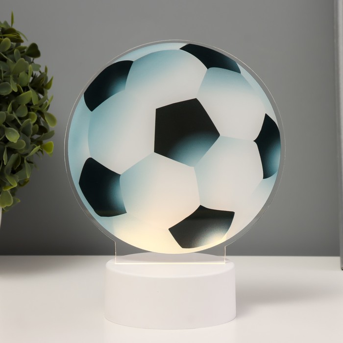 Светильник "Футбольный мяч" LED 3000К USB/от батареек 3хАА белый  14,5х9х18,5 см - фото 1908112689