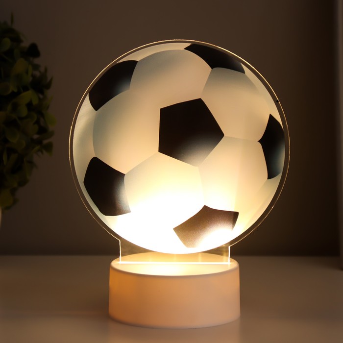 Светильник "Футбольный мяч" LED 3000К USB/от батареек 3хАА белый  14,5х9х18,5 см - фото 1908112690