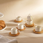Сервиз чайный SL Home «Тренто», 12 предметов: 6 чашек 90 мл, 6 деревянных подставок, фарфор, белый - Фото 6