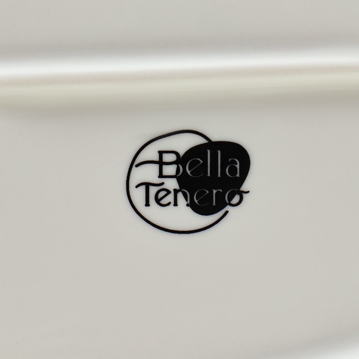 Блюдо фарфоровое для подачи с бамбуковой ручкой BellaTenero, 36,5×16×2 см, цвет белый