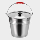 Ведро с крышкой, 8 л, d=28 см, нержавеющая сталь AISI 201 - Фото 1