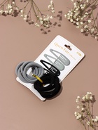 Набор для волос QF «Мира», 12 шт.: 4 заколки 5 см, 8 резинок 3.5 см, серо-чёрный - Фото 2