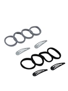 Набор для волос QF «Мира», 12 шт.: 4 заколки 5 см, 8 резинок 3.5 см, серо-чёрный - Фото 3