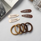 Набор для волос «Мира», 12 шт.: 4 заколки 5 см, 8 резинок 3.5 см, кофейный - Фото 2