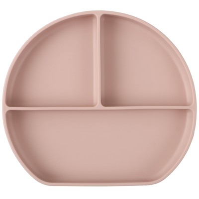 Тарелка детская 3 секции на присоске, M&B, 20.5×19×3, силикон, пыльная роза