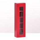 Коробка под 5 конфет с обечайкой, с окном, с тонкими разделителями, Красная 20*5,5*3,5 - фото 321244656