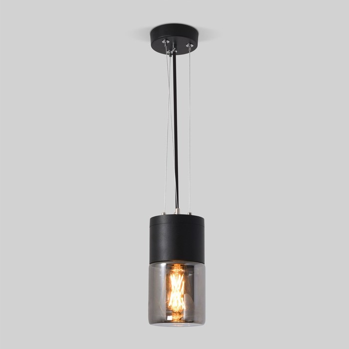 Уличный подвесной светильник Elektrostandard, Roil, 108х108х1255 мм, E27, цвет чёрный / чёрный жемчуг - фото 1908115212