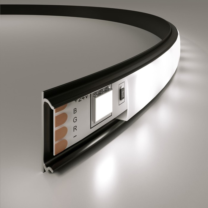 Гибкий алюминиевый профиль для светодиодной ленты Elektrostandard, LL-2-ALP012, 2 м, цвет чёрный - фото 1908115476